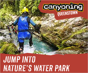 Animated GIF banner designed by RevenueJack for Canyoning Queenstown